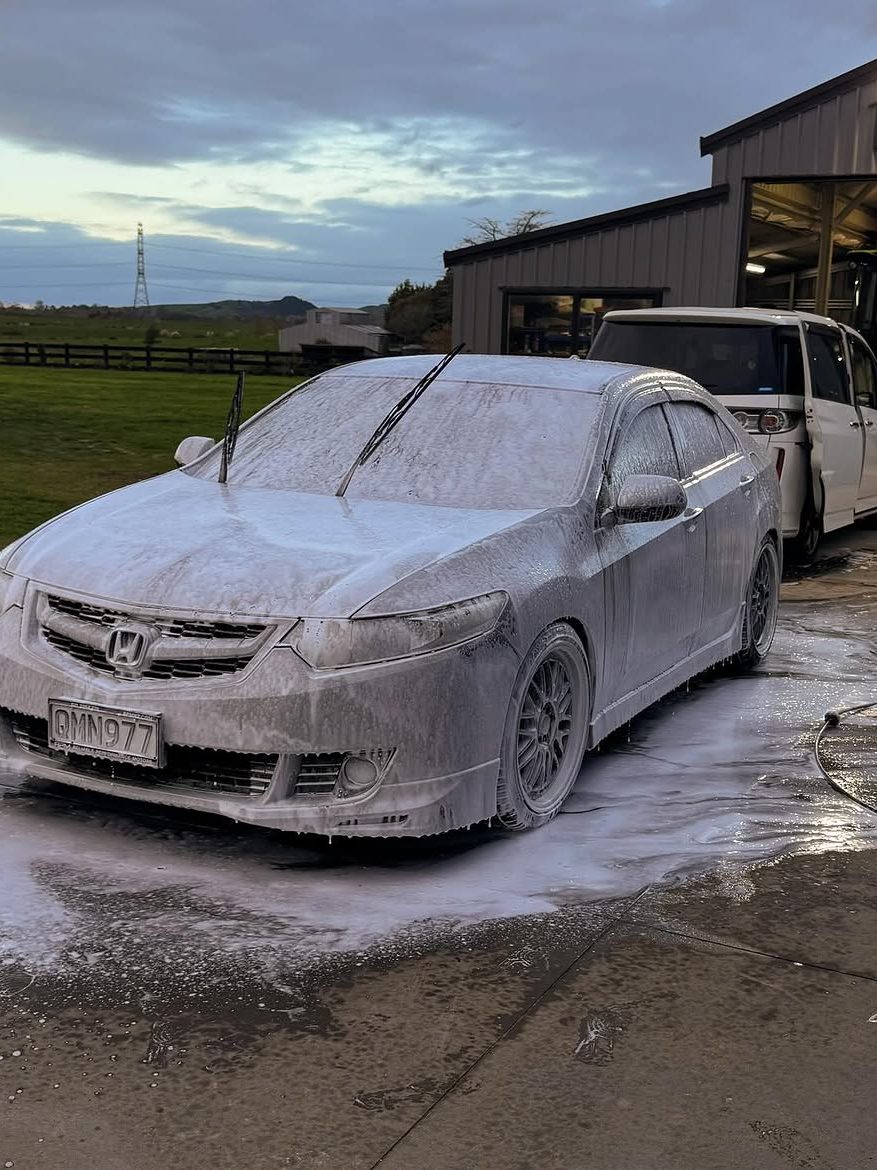 Honda Accord Euro covered in wash foam