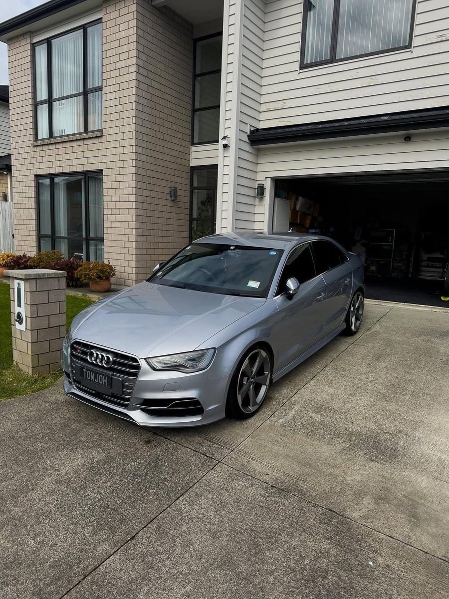 Silver Audi S3, front three-quarter, after detail
