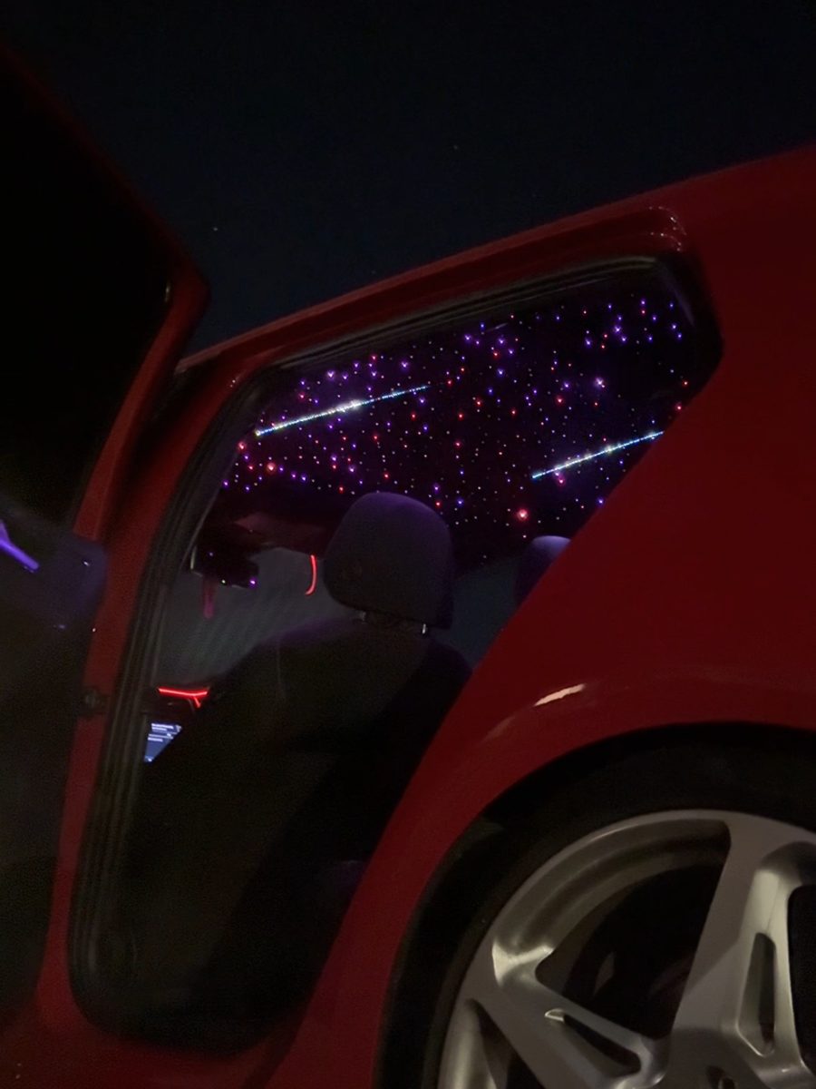 Ferrari with starlight headliner, night shot