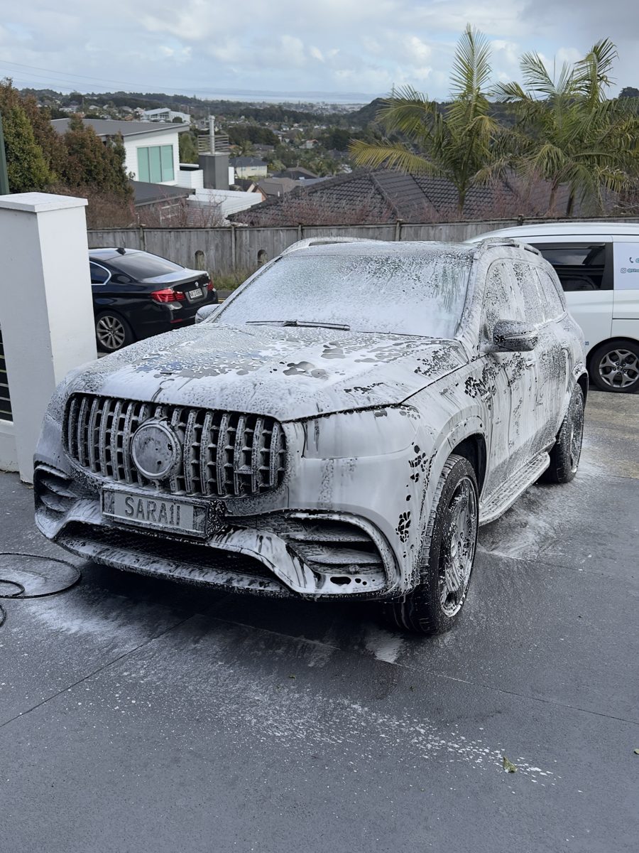 Mercedes-AMG GLS covered in wash foam