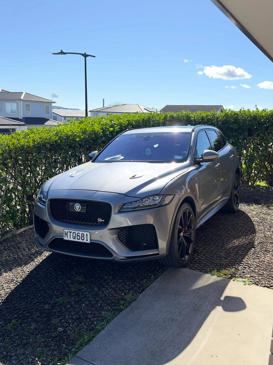 Grey Jaguar F-Pace SVR, front three-quarter